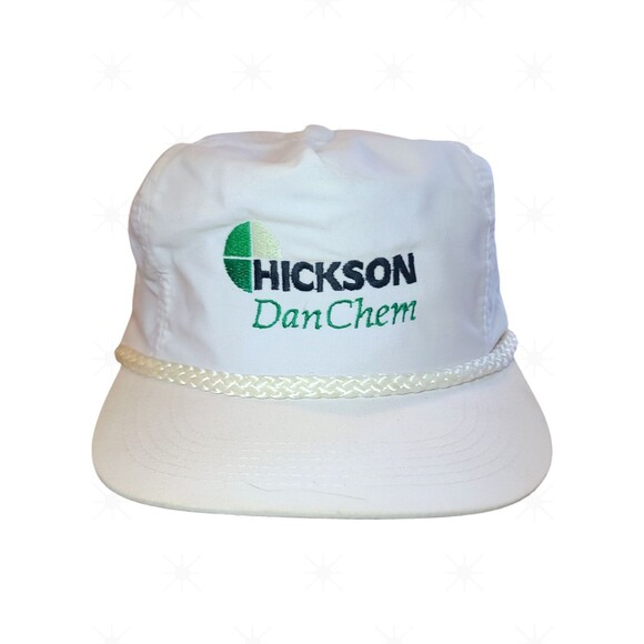 Vintage 90s Hickson DanChem Snapback Hat Cap Green White Rope black lettering - Picture 1 of 6